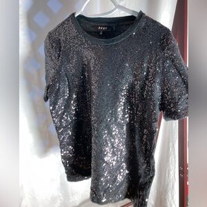 DKNY black sequin t shirt size M